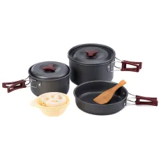 Набір посуду Naturehike 3-4 NH (2 каструлі + кришки + сковорода) carbon (NH15T203-G)